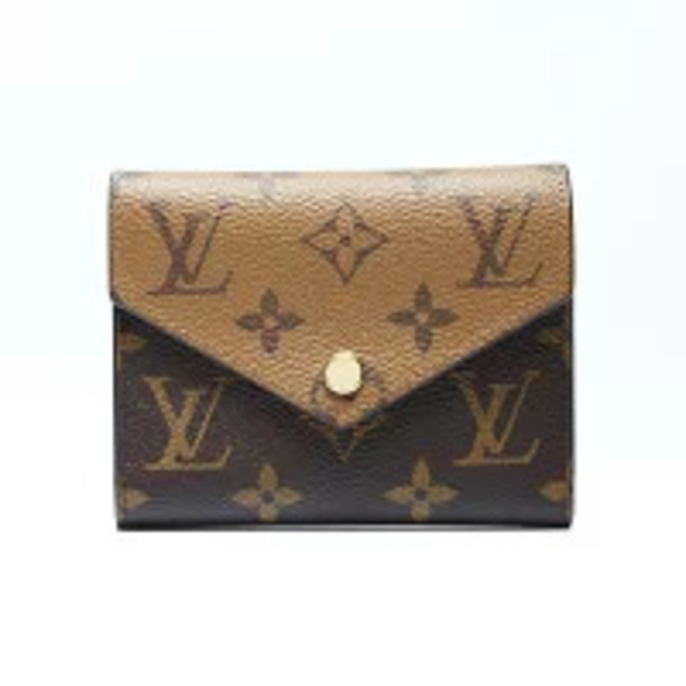 Louis Vuitton Monogram Reverse Portefeuille Victorine Tri fold Wallet Brown